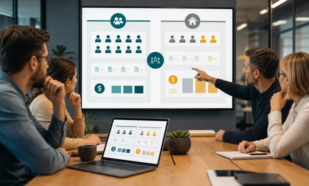 Decision entre agencia de marketing y equipo interno con costos y control