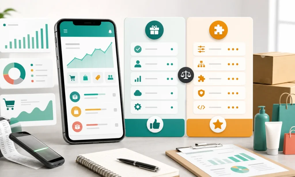 App de control de ventas con comparacion de opciones tablero tickets y productos