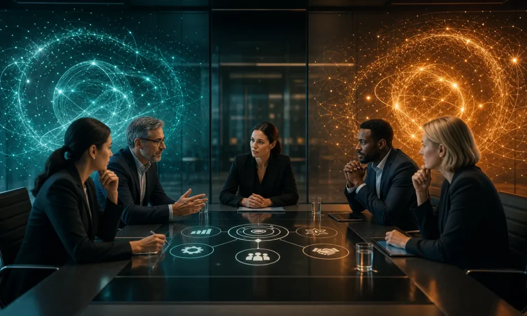 Executive team comparing two next-generation AI models for business strategy