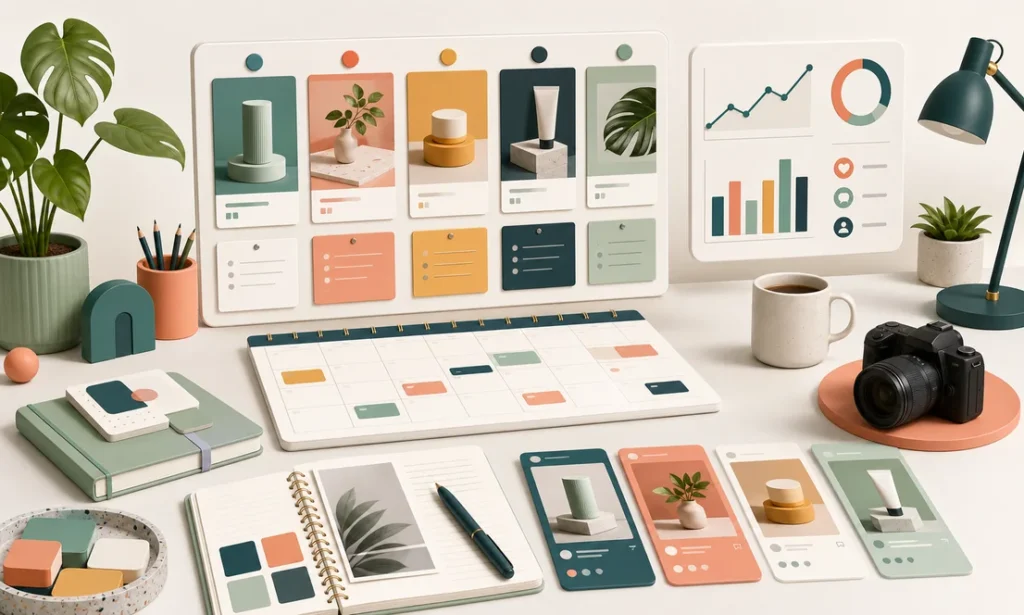 Calendario e ideas de contenido para redes sociales de negocio