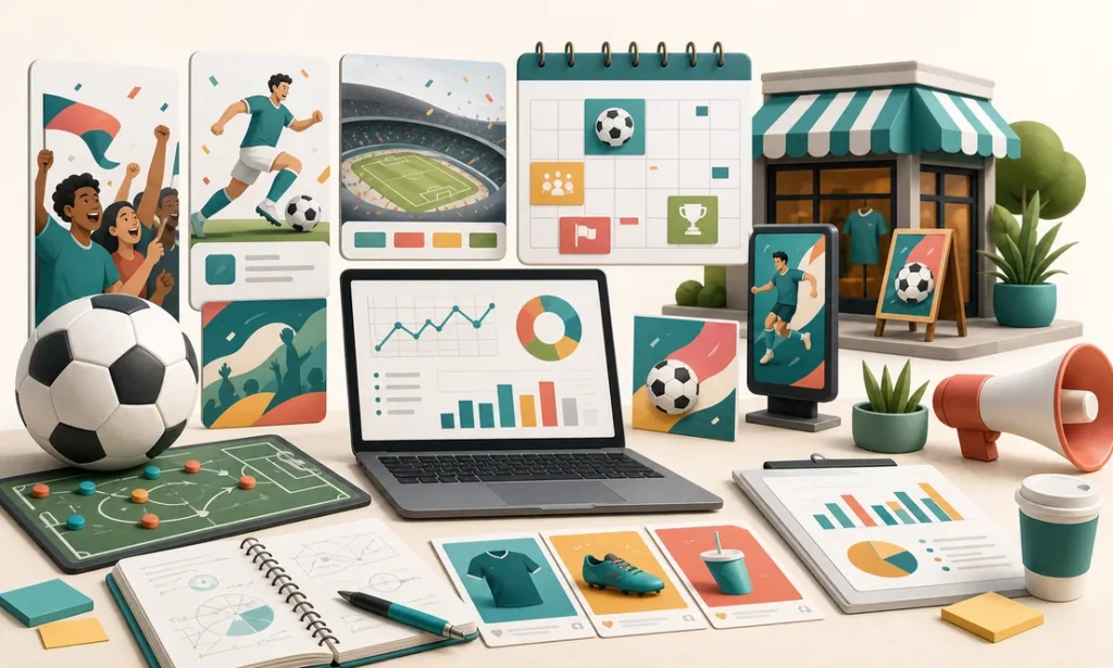 Campana de marketing para negocios alrededor de futbol internacional