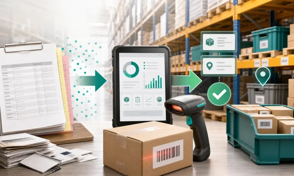Sistema de inventario para almacen de papel a escaner con tablet y ubicaciones