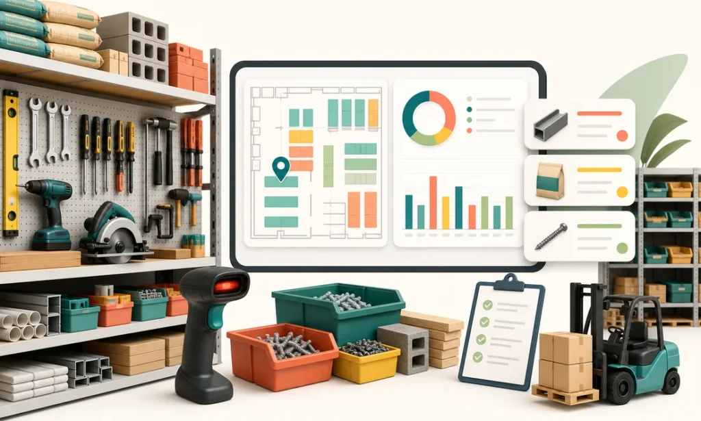 Sistema de inventario para ferreteria con materiales herramientas escaner y almacen