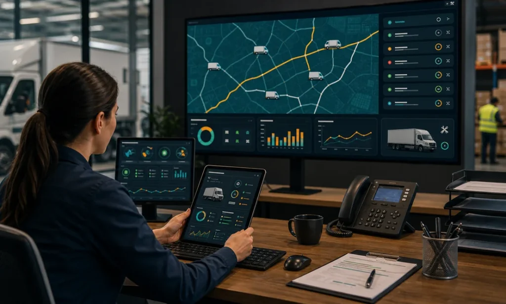 Control de flotillas y transporte con rutas y telemetria en dashboard