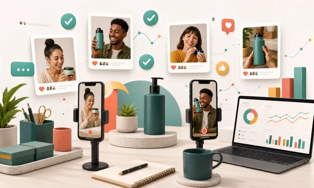 Clientes creando contenido para promocionar un producto