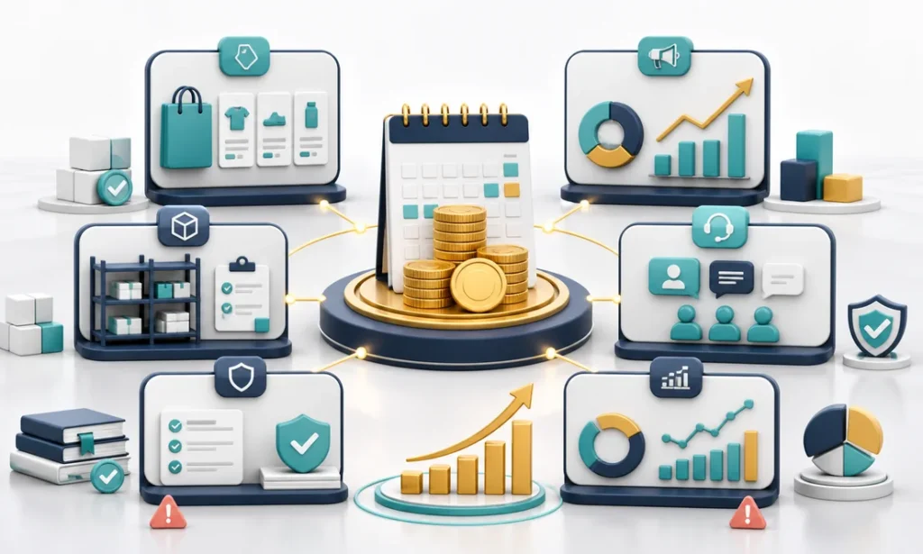 Marketplace account management cost connected to catalog, advertising, inventory, compliance, support, and reporting services