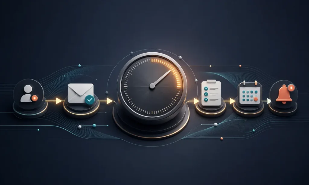 Five-minute customer follow-up system connecting new inquiries with rapid messages, tasks, appointments, and alerts