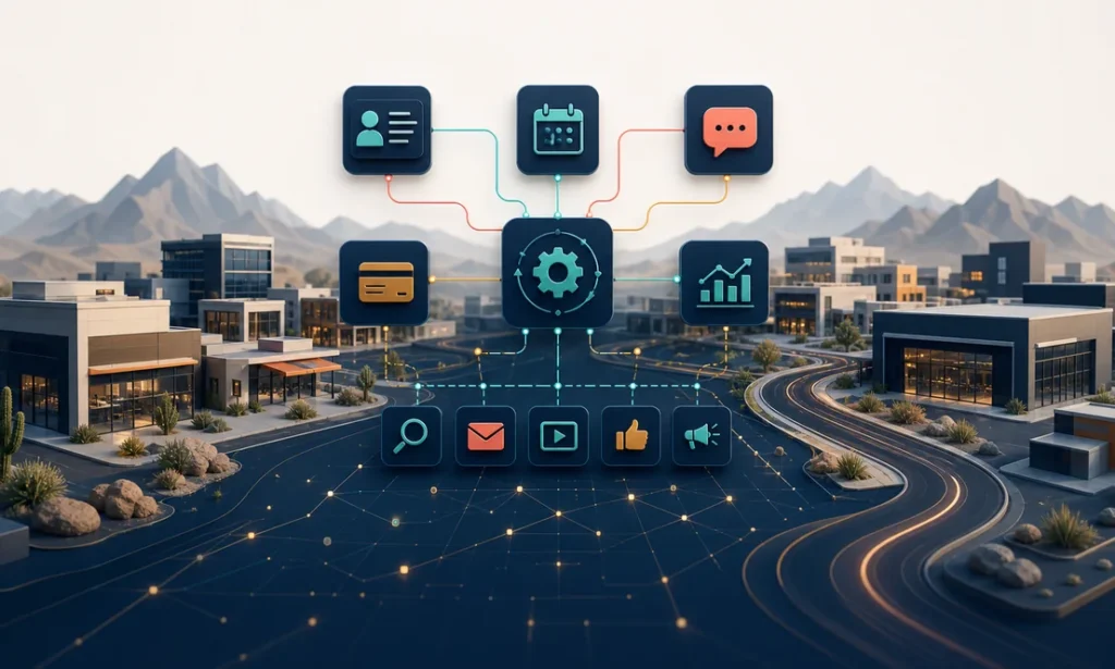 El Paso small business ecosystem connected by automation, customer management, payments, messages, and marketing